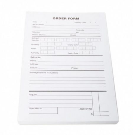Florist Order Forms Single