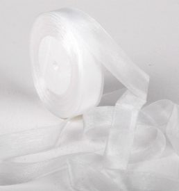Woven Edge Organza Ribbon 25mm x 50Yds White