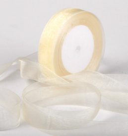 Woven Edge Organza Ribbon 25mm x 50Yds Cream