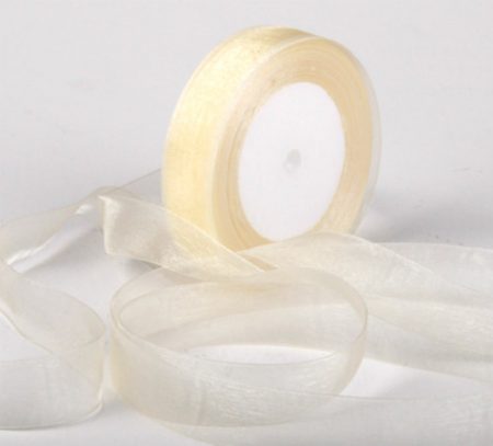 Woven Edge Organza Ribbon 25mm x 50Yds Cream