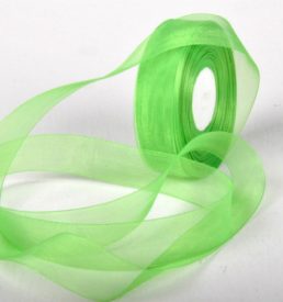 Woven Edge Organza Ribbon 25mm x 50Yds Lime Green
