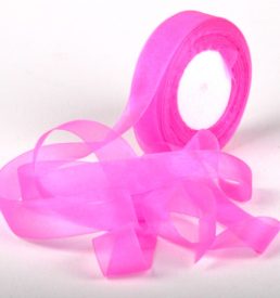 Woven Edge Organza Ribbon 25mm x 50Yds  Hot Pink