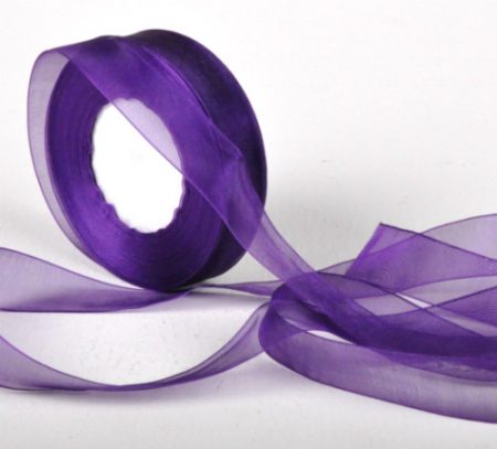 Woven Edge Organza Ribbon 25mm x 50Yds Violet Florist Wrapping