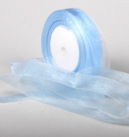 Woven Edge Organza Ribbon 25mm x 50Yds Baby Blue