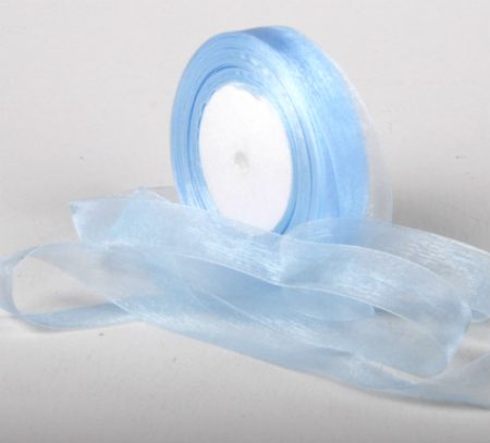 Woven Edge Organza Ribbon 25mm x 50Yds Baby Blue