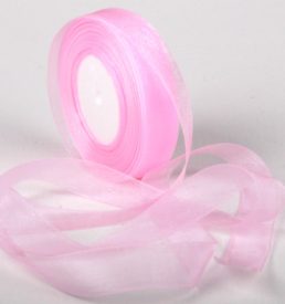 Woven Edge Organza Ribbon 25mm x 50Yds Baby Pink