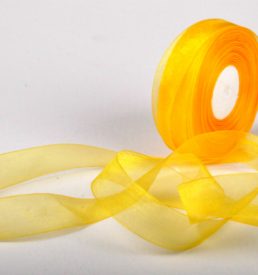 Woven Edge Organza Ribbon 25mm x 50Yds Gold Yellow