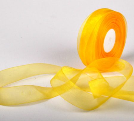 Woven Edge Organza Ribbon 25mm x 50Yds Gold Yellow