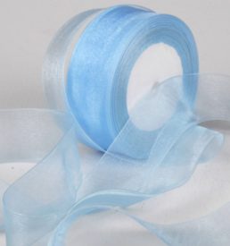 Woven Edge Organza Ribbon 38mm x 50yds Baby Blue