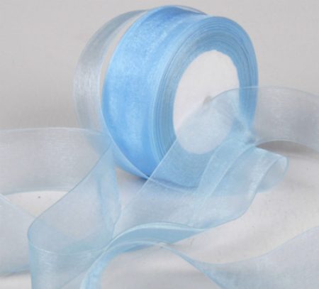 Woven Edge Organza Ribbon 38mm x 50yds Baby Blue