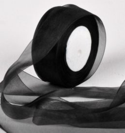 Woven Edge Organza Ribbon 38mm x 50yds Black