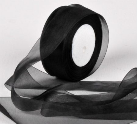 Woven Edge Organza Ribbon 38mm x 50yds Black