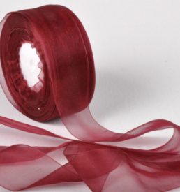 Woven Edge Organza Ribbon 38mm x 50Yds  Burgundy
