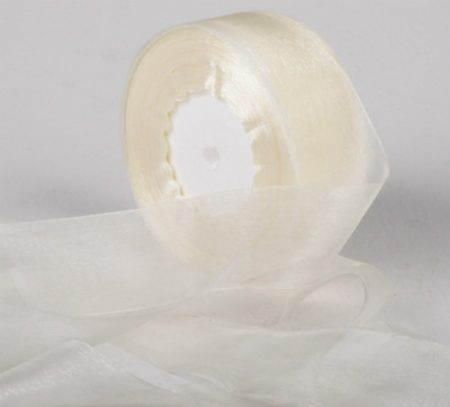 Woven Edge Organza Ribbon 38mm x 50yds Cream