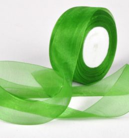 Woven Edge Organza Ribbon 38mm x 50yds Lime Green