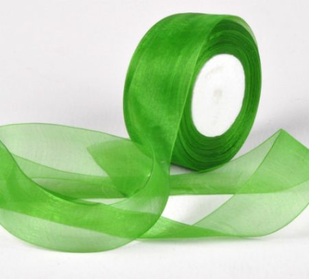 Woven Edge Organza Ribbon 38mm x 50yds Lime Green