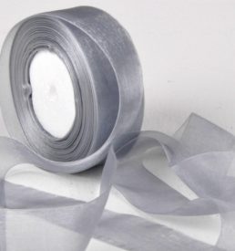Woven Edge Organza Ribbon 38mm x 50yds Silver Gray