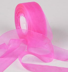 Woven Edge Organza Ribbon 38mm x 50Yds Hot Pink