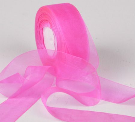 Woven Edge Organza Ribbon 38mm x 50Yds Hot Pink