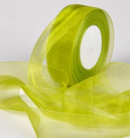 Woven Edge Organza Ribbon 38mm x 50yds Mid Green