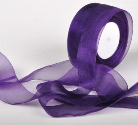 Woven Edge Organza Ribbon 38mm x 50yds Violet
