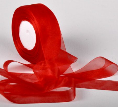 Woven Edge Organza Ribbon 38mm x 50Yds  Red