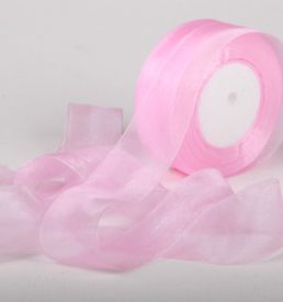 Woven Edge Organza Ribbon 38mm x 50Yds Baby Pink