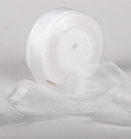 Woven Edge Organza Ribbon 38mm x 50yds White