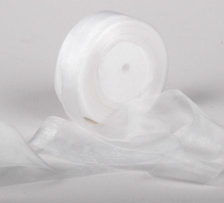 Woven Edge Organza Ribbon 38mm x 50yds White