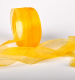 Woven Edge Organza Ribbon 38mm x 50yds Yellow Gold