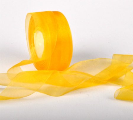 Woven Edge Organza Ribbon 38mm x 50yds Yellow Gold