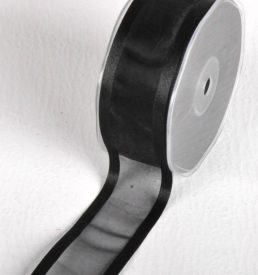 New Special 38mm x 25m Black Satin Edge Organza Florist Wedding