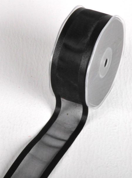 New Special 38mm x 25m Black Satin Edge Organza Florist Wedding
