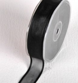 New Special 25mm x 25m Black Satin Edge Organza Florist Wedding