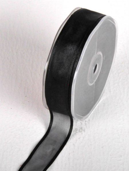 New Special 25mm x 25m Black Satin Edge Organza Florist Wedding