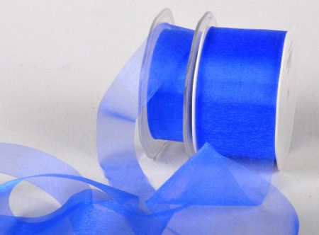 Cut Edge Royal Blue Organza 50mm x 25m Florist Wedding Wrapping