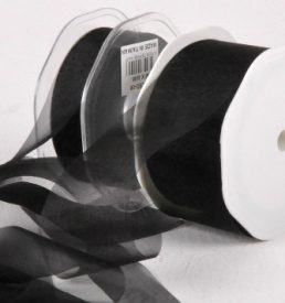 Cut Edge Black Organza 25mm x 50m Florist Wedding Wrapping