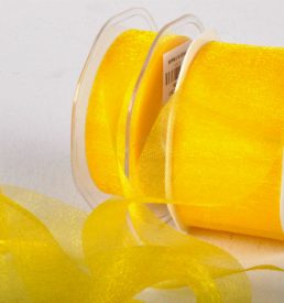 Cut Edge Yellow Organza 25mm x 50m Florist Wedding Wrapping
