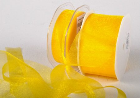 Cut Edge Yellow Organza 50mm x 25m Florist Wedding Wrapping