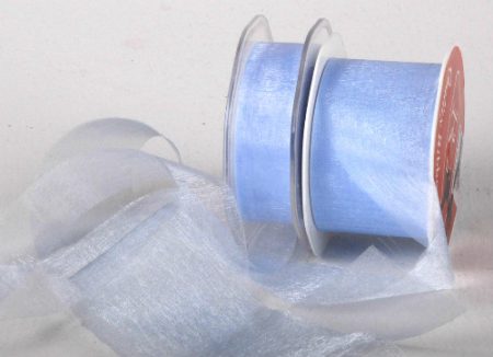 Cut Edge Baby Blue Organza 25mm x 50m Florist Wedding Wrapping