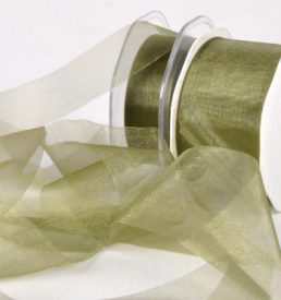 Cut Edge Olive Green Organza 25mm x 50m Florist Wedding Wrapping
