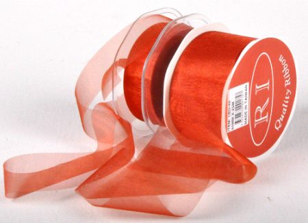 Cut Edge Rust Organza 25mm x 50m Florist Wedding Wrapping