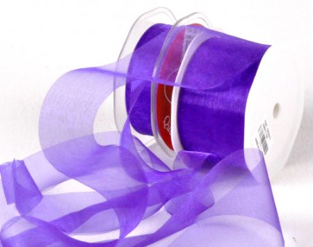 Cut Edge Violet Organza 50mm x 25m Florist Wedding Wrapping