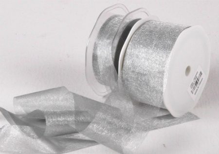 Cut Edge Silver Organza 50mm x 25m Florist Wedding Wrapping