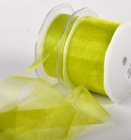 Cut Edge Lime Green Organza 25mm x 50m Florist Wedding Wrapping
