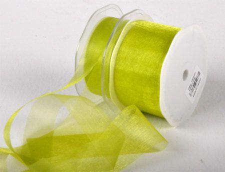 Cut Edge Lime Green Organza 25mm x 50m Florist Wedding Wrapping