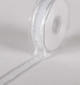 New 25mm x 25m White Satin Edge Organza W/Silver Thread Ribbon Florist Wedding