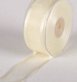 New Special 38mm x 25m Cream Satin Edge Organza Ribbon Florist Wedding