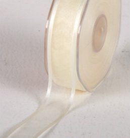 New Special 25mm x 25m Cream Satin Edge Organza Ribbon Florist Wedding