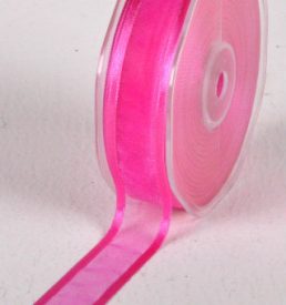 New Special 25mm x 25m Hot Pink Satin Edge Organza Ribbon Florist Wedding